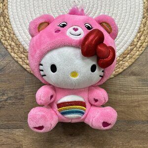 Hello Kitty x Care Bears Cheer Bear Pink Plush 9" Stuffed Animal Rainbow